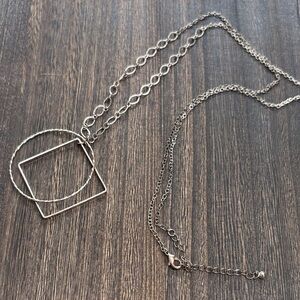 Silver Tone Geometric long chain Necklace
